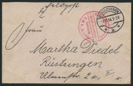 MSP VON 1914 - 1918 (Großer Kreuzer SEYDLITZ), 7.11.1914, Roter Briefstempel Und Poststempel Wilhelmshaven, Feldpo - Schiffahrt
