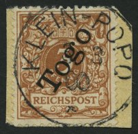 TOGO 1c BrfStk, 1898, 3 Pf. Lebhaftbraunocker, Stempel KLEIN-POPO, Prachtbrieftsück, Gepr. Jäschke-L., Mi. (16 - Togo