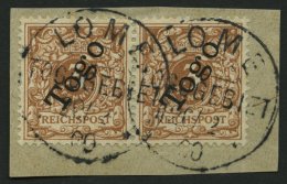 TOGO 1b Paar BrfStk, 1898, 3 Pf. Hellockerbraun Im Waagerechten Paar, Stempel LOME, Prachtbriefstück, Gepr. Bothe ( - Togo