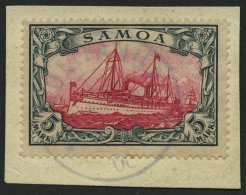 SAMOA 19 BrfStk, 1901, 5 M. Grünschwarz/bräunlichkarmin, Ohne Wz., Stempel MULIFANUA, Prachtbriefstück, G - Samoa