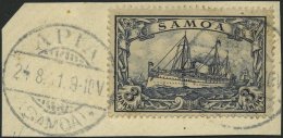 SAMOA 18 BrfStk, 1901, 3 M. Violettschwarz, Minimal Fleckig, Prachtbriefstück, Gepr. W. Engel, Mi. 170.- - Samoa