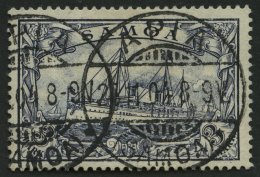 SAMOA 18 O, 1901, 3 M. Schwarzviolett, Pracht, Gepr. Bothe, Mi. 170.- - Samoa