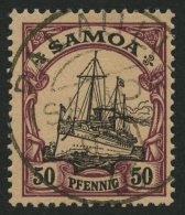 SAMOA 14 O, 1900, 50 Pf. Dunkelbräunlichlila/rotschwarz Auf Mattbraunorange, Stempel PALAULI, Pracht, R! - Samoa