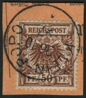 SAMOA V 50d BrfStk, 1897, 50 Pf. Lebhaftrötlichbraun, Stempel KLEIN-POPO, Postabschnitt, Pracht - Samoa