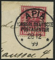 SAMOA V 47d BrfStk, 1899, 10 Pf. Lebhaftlilarot, Stempel APIA KDPAG, Kabinettbriefstück, Gepr. Steuer - Samoa