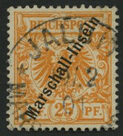 MARSHALL-INSELN 5IIa O, 1899, 25 Pf. Gelblichorange Berliner Ausgabe, Pracht, Fotoattest Jäschke-L., Mi. 1000.- - Marshall