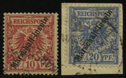 MARSHALL-INSELN 3I O,4I BrfStk , 1897, 10 Und 20 Pf. Jaluit-Ausgabe, 2 Werte Feinst, Geprüft, Mi. 330.- - Islas Marshall