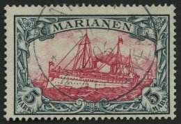 MARIANEN 19 O, 1901, 5 M. Grünschwarz/dunkelkarmin, Ohne Wz., Pracht, Fotoattest Steuer, Mi. 600.- - Mariana Islands