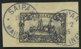 MARIANEN 18 BrfStk, 1901, 3 M. Violettschwarz, Prachtbriefstück, Gepr. U.a. Grobe, Mi. (160.-) - Mariana Islands