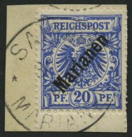 MARIANEN 4I BrfStk, 1899, 20 Pf. Diagonaler Aufdruck, Stempel Sorte II, Prachtbriefstück, Gepr. Jäschke-L. - Mariannes