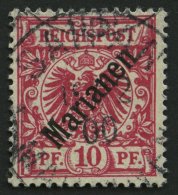 MARIANEN 3I O, 1899, 10 Pf. Diagonaler Aufdruck, Pracht, Gepr. Jäschke-L., Mi. 240.- - Islas Maríanas