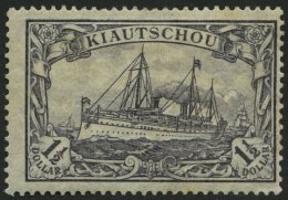 KIAUTSCHOU 36IIA *, 1918, 11/2 $ Schwarzviolettblau, Mit Wz., Kriegsdruck, Gezähnt A, Normale Zähnung, Pracht, - Kiauchau