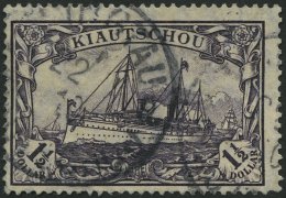 KIAUTSCHOU 36IAa O, 1905, 11/2 $ Schwarzviolett, Mit Wz., Friedensdruck, Feinst, Gepr. Bothe, Mi. 260.- - Kiautschou