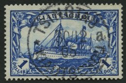 KIAUTSCHOU 25B O, 1905, 1 $ Schwärzlichblau, Ohne Wz., Gezähnt B, Pracht, Mi. 160.- - Kiauchau