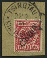 KIAUTSCHOU M 3IIc BrfStk, 1901, 10 Pf. Dunkelrosa Steiler Aufdruck, Stempel TSINGTAU KIAUTSCHOU *a, Prachtbriefstüc - Kiautschou