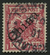 KIAUTSCHOU M 3Ia O, 1901, 10 Pf. Lebhaftlilarot Diagonaler Aufdruck, Stempel TSINGTAU KIAUTSCHOU, Pracht, Gepr. Jäs - Kiautschou