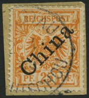 KIAUTSCHOU V 5Ia BrfStk, 1898, 25 Pf. Geblichorange, Diagonaler Aufdruck, Stempel TSINGTAU KIAUTSCHOU **, Prachtbriefst& - Kiautschou