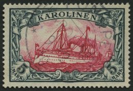 KAROLINEN 19 O, 1900, 5 M. Grünschwarz/dunkelkarmin, Ohne Wz., Stempel PONAPE, Pracht, Fotoattest Jäschke-L., - Caroline Islands