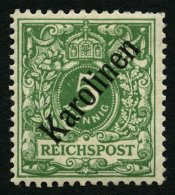 KAROLINEN 2I *, 1899, 5 Pf. Diagonaler Aufdruck, Falzrest, Oben Rechts 3 Kürzere Zähne Sonst Pracht, Gepr. Bot - Carolines