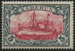 KAMERUN 19 *, 1900, 5 M. Grünschwarz/bräunlichkarmin, Ohne Wz., Falzrest, Pracht, Mi 190.- - Camerún