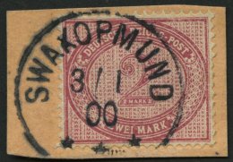 DSWA VS 37f BrfStk, 1900, 2 M. Rötlichkarmin, Stempel SWAKOPMUND, Postabschnitt, Pracht - Deutsch-Südwestafrika