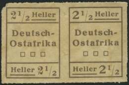 DEUTSCH-OSTAFRIKA III W2 (*), 1916, 21/2 H. Schwärzlichbraun Im Waagerechten Paar, Type II, I, Feinst (linke Obere - German East Africa
