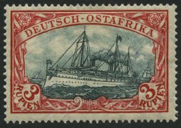 DEUTSCH-OSTAFRIKA 39IAb *, 1908, 3 R. Dunkelrot/grünschwarz, Mit Wz., Friedensdruck, Falzreste, Pracht, Gepr. J&aum - German East Africa