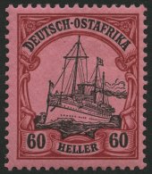 DEUTSCH-OSTAFRIKA 29I *, 1905, 60 H. Dunkelrötlichkarmin/braunschwarz Auf Mattkarminrot, Ohne Wz., Mit Abart Fehlen - África Oriental Alemana