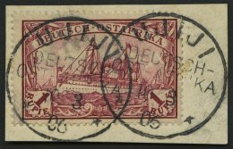 DEUTSCH-OSTAFRIKA 19 BrfStk, 1901, 1 R. Dunkellilarot, Stempel UJIJI, Prachtbriefstück, Mi. (60.-) - Afrique Orientale