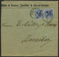 DEUTSCH-OSTAFRIKA 9 BRIEF, 1898, 10 P. Auf 20 Pf. Violettultramarin, 2x Als Mehrfachfrankatur Auf Brief (links Beschnitt - Deutsch-Ostafrika