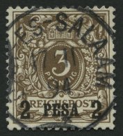 DEUTSCH-OSTAFRIKA 1I O, 1893, 2 P. Auf 3 Pf. Mittelbraun, Pracht, Gepr. Pauligk, Mi. 60.- - German East Africa