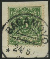 DEUTSCH-OSTAFRIKA VO 46b BrfStk, 1890, 5 Pf. Gelblichgrün, Stempel BAGAMOYO, Prachtbriefstück, Gepr. Mansfeld, - German East Africa