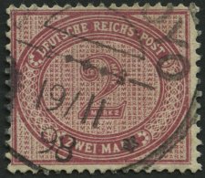 DEUTSCH-OSTAFRIKA VO 37e O, 1898, 2 M. Dunkelrotkarmin, K1 BAGAMOYO, Pracht, Gepr. Bothe - German East Africa