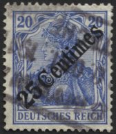 DP TÜRKEI 50 O, 1908, 25 C. Auf 20 Pf. Diagonaler Aufdruck Mit Rosinen-Stempel SMYRNA, Feinst - Deutsche Post In Der Türkei