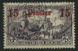 DP TÜRKEI 34b O, 1905, 15 Pia. Auf 3 M., Ohne Wz., Normale Zähnung, Pracht, Mi. 70.- - Deutsche Post In Der Türkei
