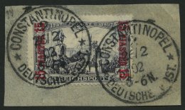 DP TÜRKEI 22I/II BrfStk, 1900, 15 PIA. Auf 2 M., Type II, Prachtbriefstück, Gepr. Bothe, Mi. (200.-) - Turquia (oficinas)