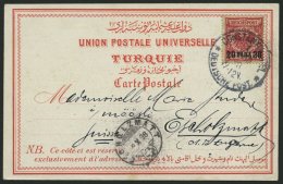 DP TÜRKEI 7d BRIEF, 1898, 20 PA. Auf 10 Pf. Lebhaftlilarot Auf Dekorativer Ansichtskarte Von CONSTANTINOPEL Nach Es - Deutsche Post In Der Türkei