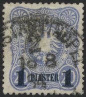 DP TÜRKEI 3b O, 1884, 1 PIA. Auf 20 Pf. Violettultramarin, Aufdruck Blauschwarz, üblich Gezähnt Pracht, M - Deutsche Post In Der Türkei