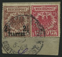DP TÜRKEI M 47d,10d BrfStk, Mischfrankatur: 1889, 10 Pf. Lebhaftlilarot Und 21/2 PIA. Auf 50 Pf. Lebhaftbräunl - Deutsche Post In Der Türkei