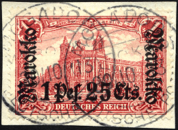 DP IN MAROKKO 55IA BrfStk, 1911, 1 P. 25 C. Auf 1 M., Friedensdruck, Stempel MOGADOR, Prachtbriefstück, Gepr. Bothe - Morocco (offices)