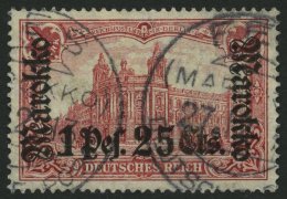 DP IN MAROKKO 55IA O, 1911, 1 P. 25 C. Auf 1 M., Friedensdruck, Stempel FES, Pracht, Gepr. Steuer, Mi. 80.- - Marruecos (oficinas)
