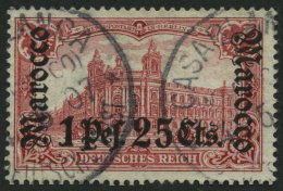 DP IN MAROKKO 30A O, 1905, 1 P. 25 C. Auf 1 M., Ohne Wz., Gezähnt A, Feinst (kleine Helle Stelle), Mi. 190.- - Deutsche Post In Marokko