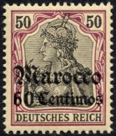 DP IN MAROKKO 28 **, 1905, 60 C. Auf 50 Pf., Ohne Wz., Postfrisch, Pracht, Mi. 70.- - Deutsche Post In Marokko