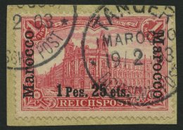 DP IN MAROKKO 16I BrfStk, 1900, 1 P. 25 C. Auf 1 M., Type I, Prachtbriefstück, Gepr. Mansfeld, Mi. 60.- - Marruecos (oficinas)