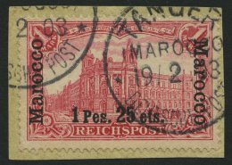 DP IN MAROKKO 16I BrfStk, 1900, 1 P. 25 C. Auf 1 M., Type I, Prachtbriefstück, Gepr. Mansfeld, Mi. 60.- - Maroc (bureaux)