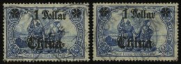 DP CHINA 45IAI,II O, 1907, 1 D. Auf 2 M, Mit Wz, Friedensdruck, Abstand 9 Und 9.5 Mm, 2 Prachtwerte, Gepr. Engel/Bothe, - Chine (bureaux)