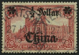 DP CHINA 44IAII O, 1913, 1/2 D. Auf 1 M., Mit Wz., Friedensdruck, Abstand 9.5 Mm, Stempel TIENTSIN A 27.10.16, Pracht, G - China (oficinas)