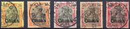 DP CHINA 19-23 O, 1901, 25 - 80 Pf. Reichspost, 5 Prachtwerte, Mi. 74.- - Chine (bureaux)