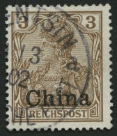 DP CHINA 15b O, 1901, 3 Pf. Dunkelorangebraun Reichspost, Pracht, Mi. 60.- - Chine (bureaux)