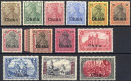 DP CHINA 15-27 *, 1901, Reichspost, Falzreste, Prachtsatz, Mi. 450.- - China (oficinas)
